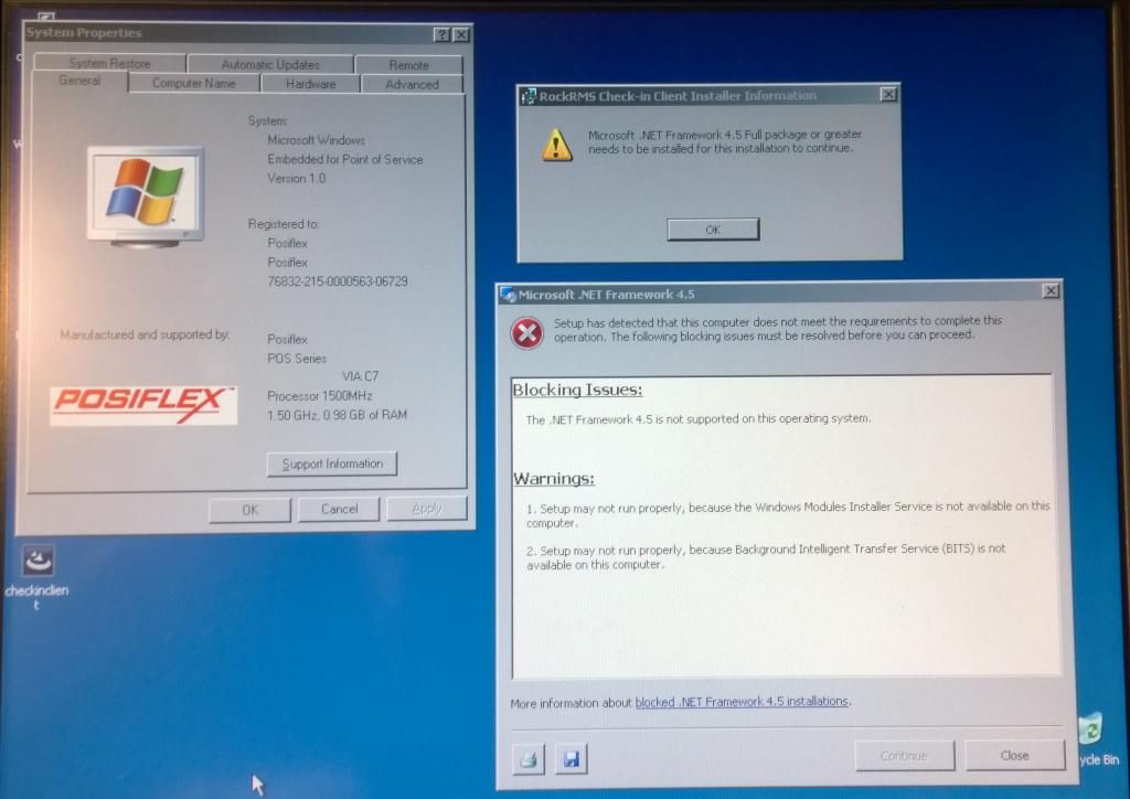 RoCK Check-in Installation failing on Windows Embedded