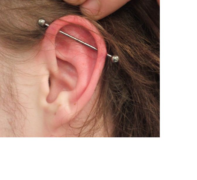 and an industrial piercing. hrm. looking up a picture would probably be more 