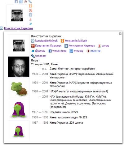 расширенная информация по социальным профилям найденного в Яндекс поиске людей человека