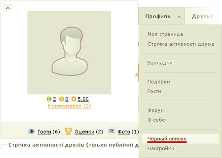 Черный список на Однокласники ru