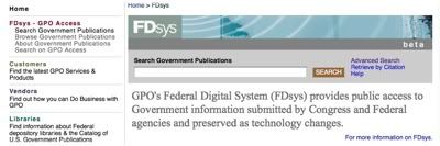 FDsys interface