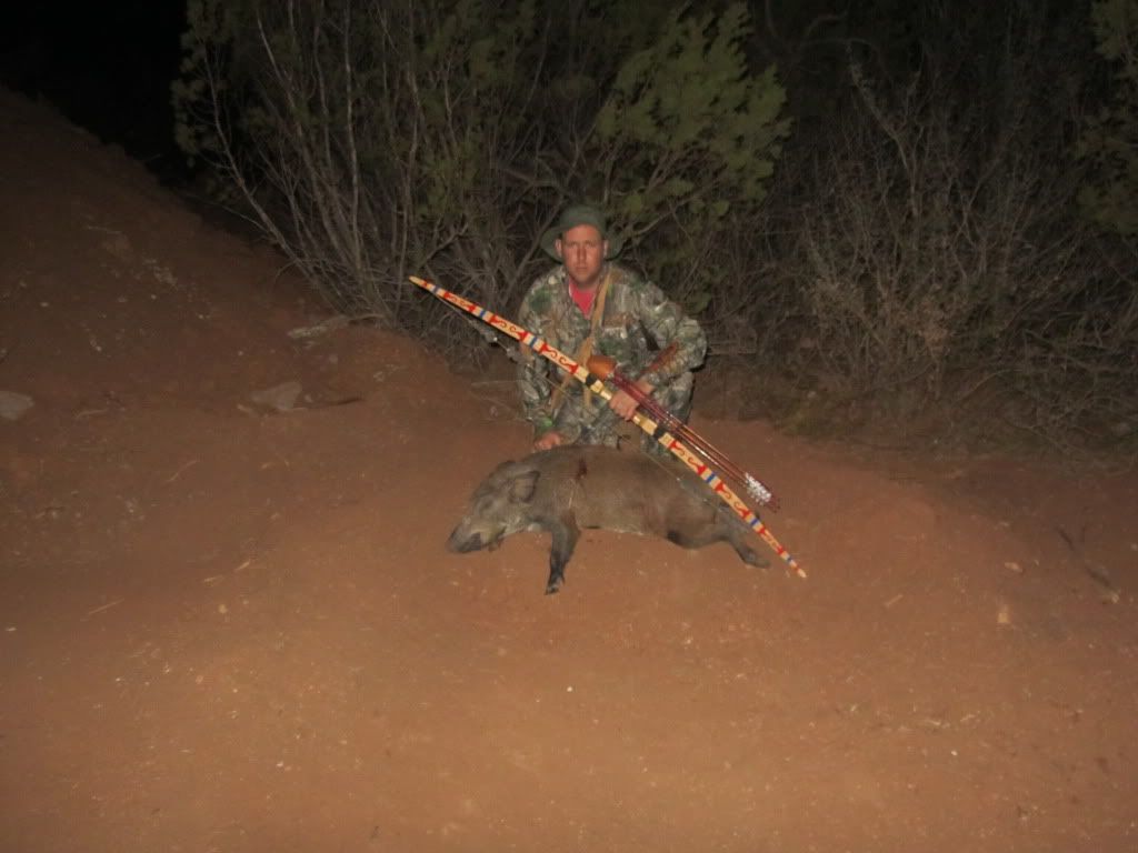 As is the #60 Shawnee bow and Faded Shaft bamboo arrows used on a recent trip to the Dos Plumas Ranch in west Texas.