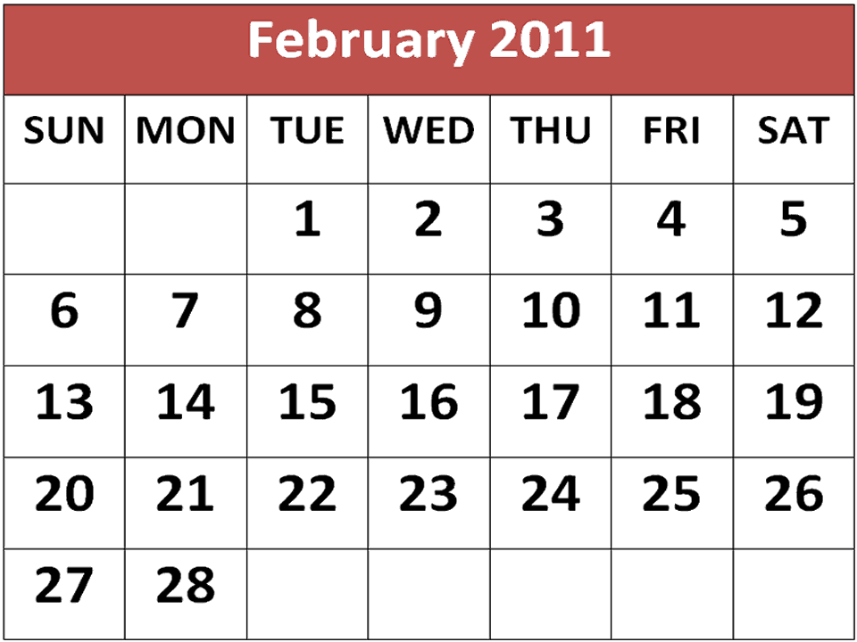 2011 calendar printable by month. 2011 February 2011 Calendar