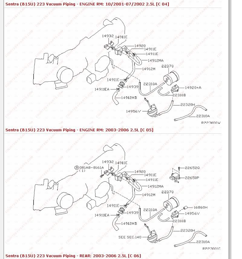 vaccuum diagram bottom intake manifold Nissan Sentra Forum B15, B16