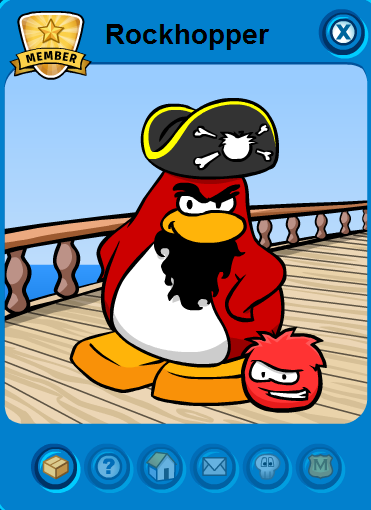 These are the official Mascots of Club Penguin. Rockhopper. Cadence