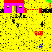 WDW2 Speccy In this screenshot from the Spectrum version, we can clearly see that the bad guys have painted their outpost bright purple, the international colour of machismo.