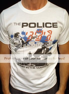 The Police 1982 Tour t shirt vintage 80 style rock wht*  