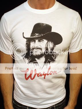 Waylon Jennings t shirt vintage tour america wht**  