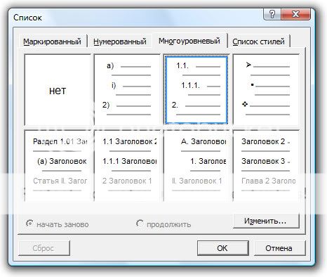 Маркированный список в ворде