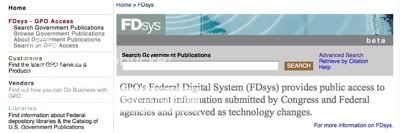 FDsys interface