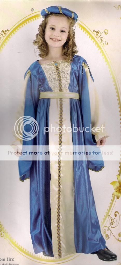Girls Medieval Tudor Princess Blue Fancy Dress Costume