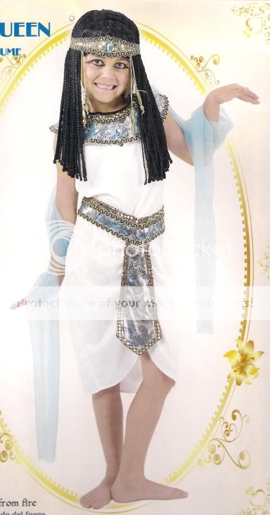 GIRL CLEOPATRA WHITE EGYPTIAN QUEEN FANCY DRESS COSTUME  