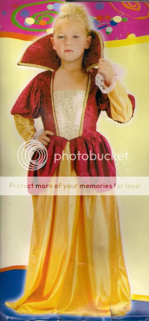 GIRL MEDIEVAL/TUDOR RED/GOLD VELVET QUEEN FANCY DRESS COSTUME  