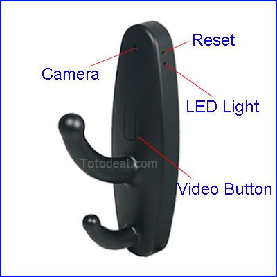 Clothes Hook Pinhole Hidden Camera Motion Active DVR  